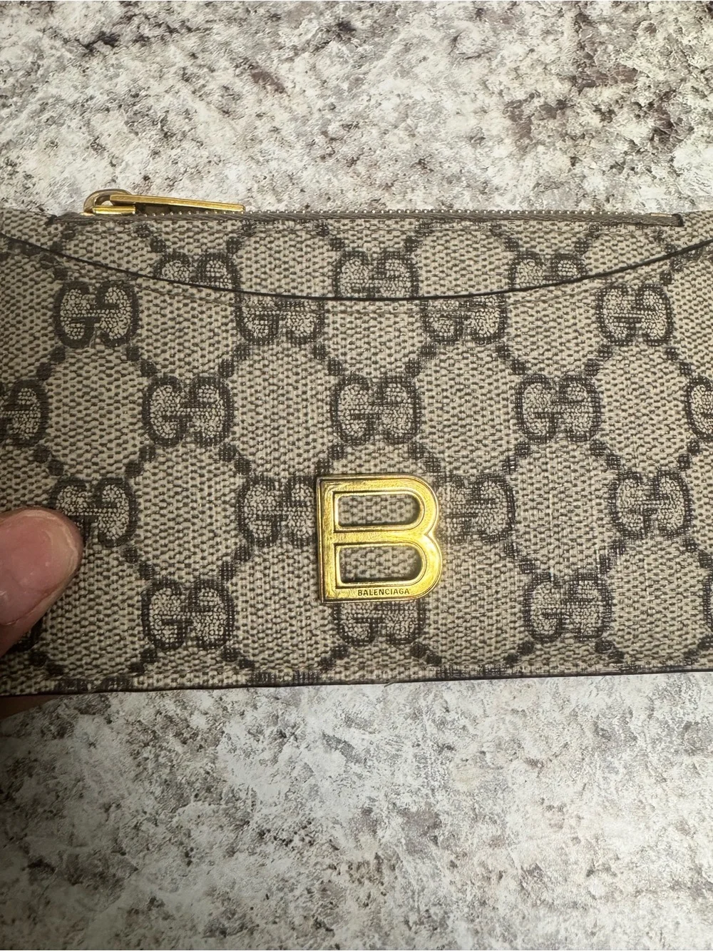Balenciaga x Gucci Monogram Zip Card Case